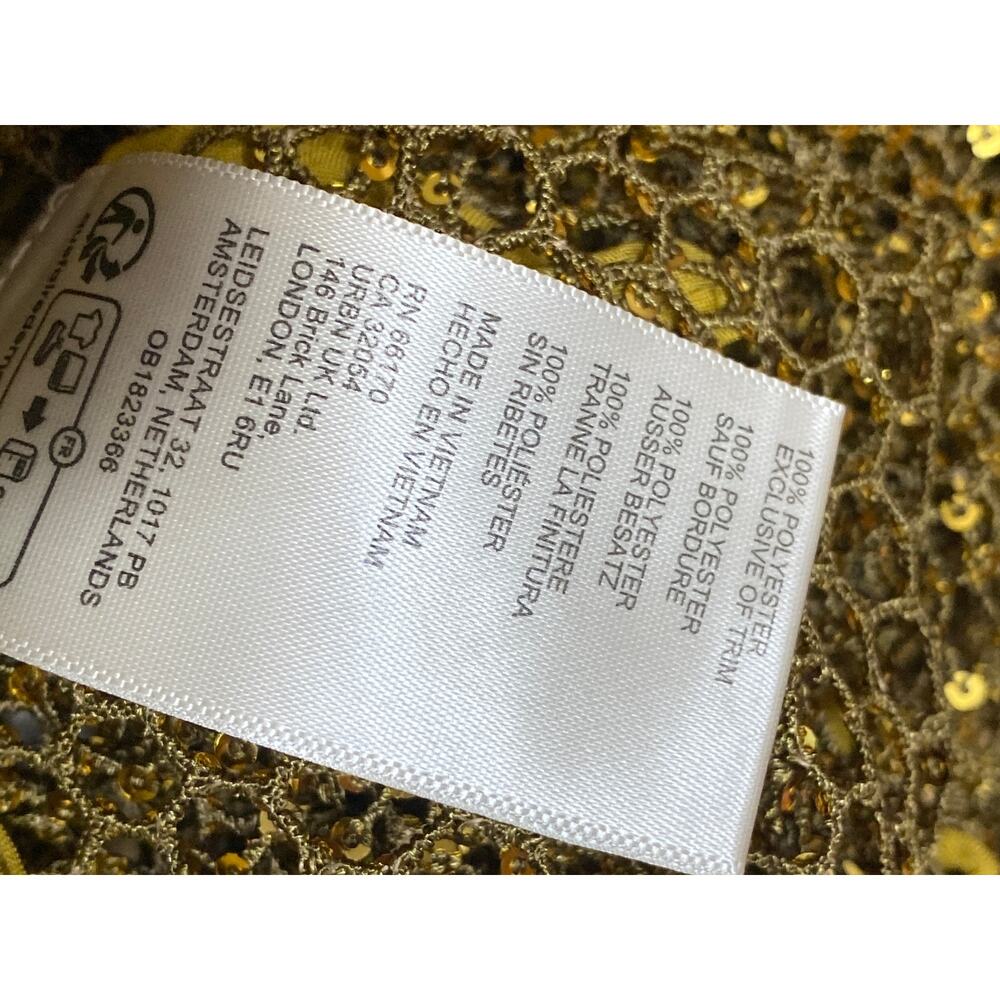 Free People Sparks Fly Women's Sequin Sheer Mesh Net Long Sleeve Blouse Top XS - Picture 6 of 6